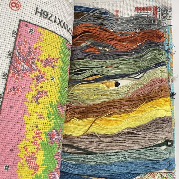 House in the Hills Stamped Cross Stitch Kit Maydear 20" x 20" Cottage Scene - Picture 5 of 5